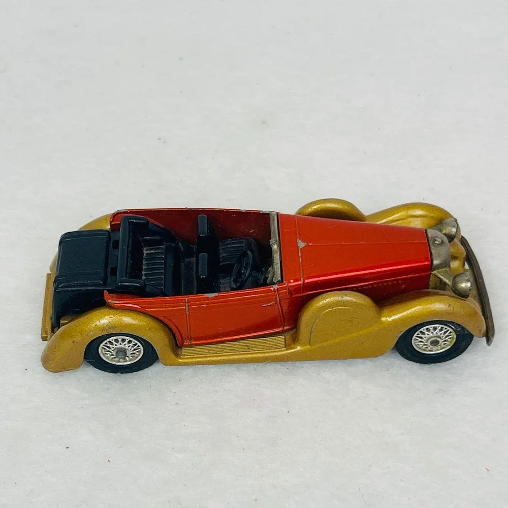 Vintage Diecast Model Car 1930s Style Convertible Red and Gold 3.25 Inch